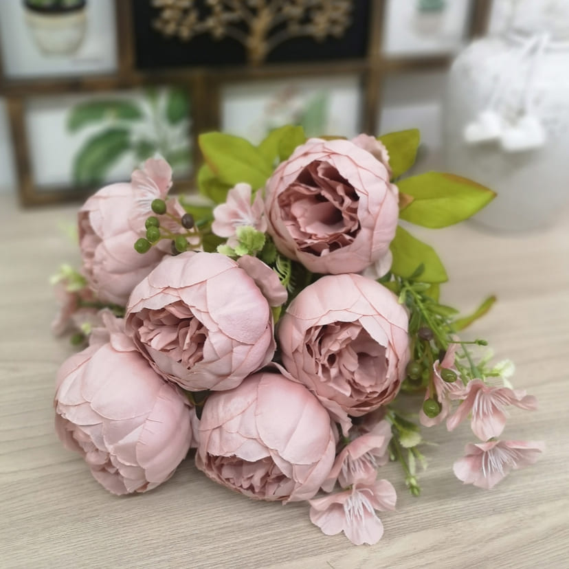 Искусственные цветы на могилу в Ярославле | Цветы искусственные «Пионы», розовый, винтаж, букет