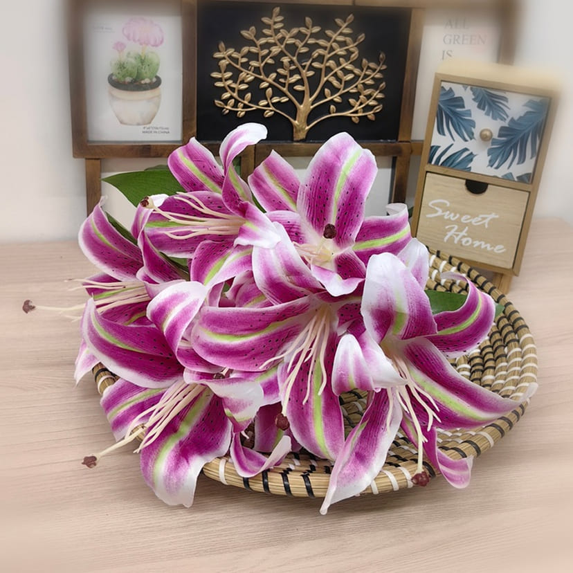 Искусственные цветы на могилу в Ярославле | Цветы искусственные «Лилии крупные», розово-сиреневые, букет