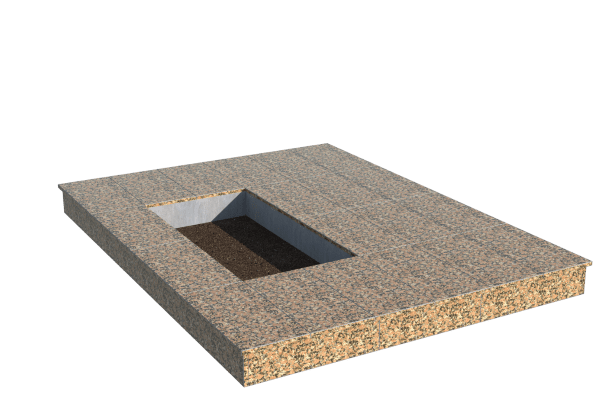 Площадки на могилу в Ярославле | Площадка с вертикальной (15 см) облицовкой Южно-султаевским гранитом (под цветник)