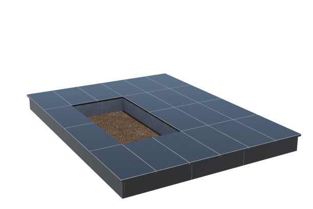 Площадки на могилу в Ярославле | Площадка с вертикальной (15 см) облицовкой гранитом Габбро (под цветник)