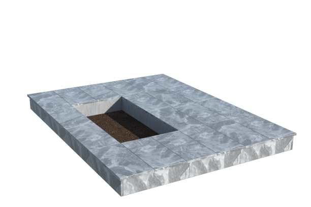 Площадки на могилу в Ярославле | Площадка с вертикальной (15 см) мраморной облицовкой (под цветник)