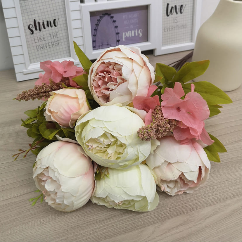 Искусственные цветы на могилу в Ярославле | Цветы искусственные «Пионы», молочно-розовые, букет