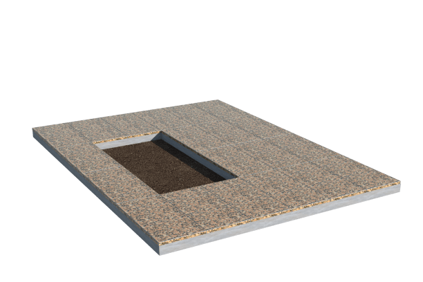 Площадки на могилу в Ярославле | Площадка с облицовкой Южно-Султаевским гранитом (под цветник)