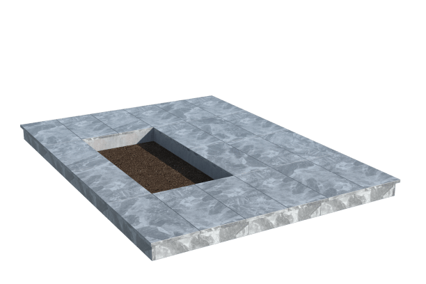 Площадки на могилу в Ярославле | Площадка с вертикальной (10 см) мраморной облицовкой (под цветник)