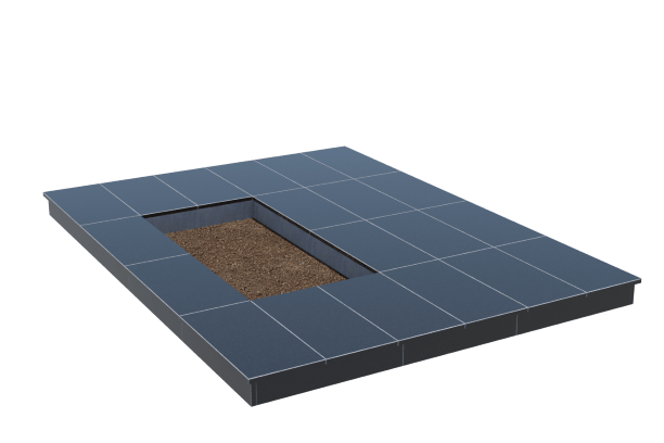 Площадки на могилу в Ярославле | Площадка с вертикальной (10 см) облицовкой гранитом Габбро (под цветник)