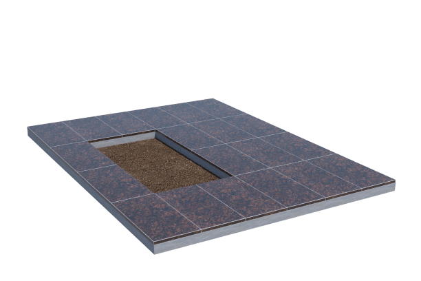 Площадки на могилу в Ярославле | Площадка с облицовкой Дымовским гранитом (под цветник)